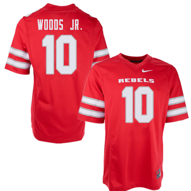 Men's UNLV Rebels #10 Darren Woods Jr. College Football Jerseys Sale-Red - Click Image to Close